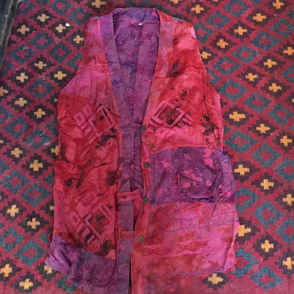 90s Batik Rayon Tunic Vest